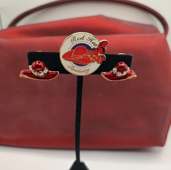 Red Hat Society Earrings and a Red Hat Society Pin! - Picture 8 of 8